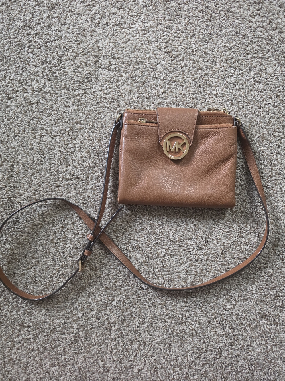 Michael Kors Brown Pebbled Leather Crossbody Bag